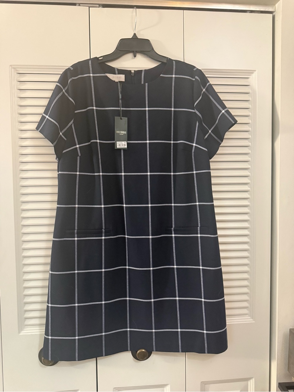 Hobbs Navy Windowpane Mini Dress